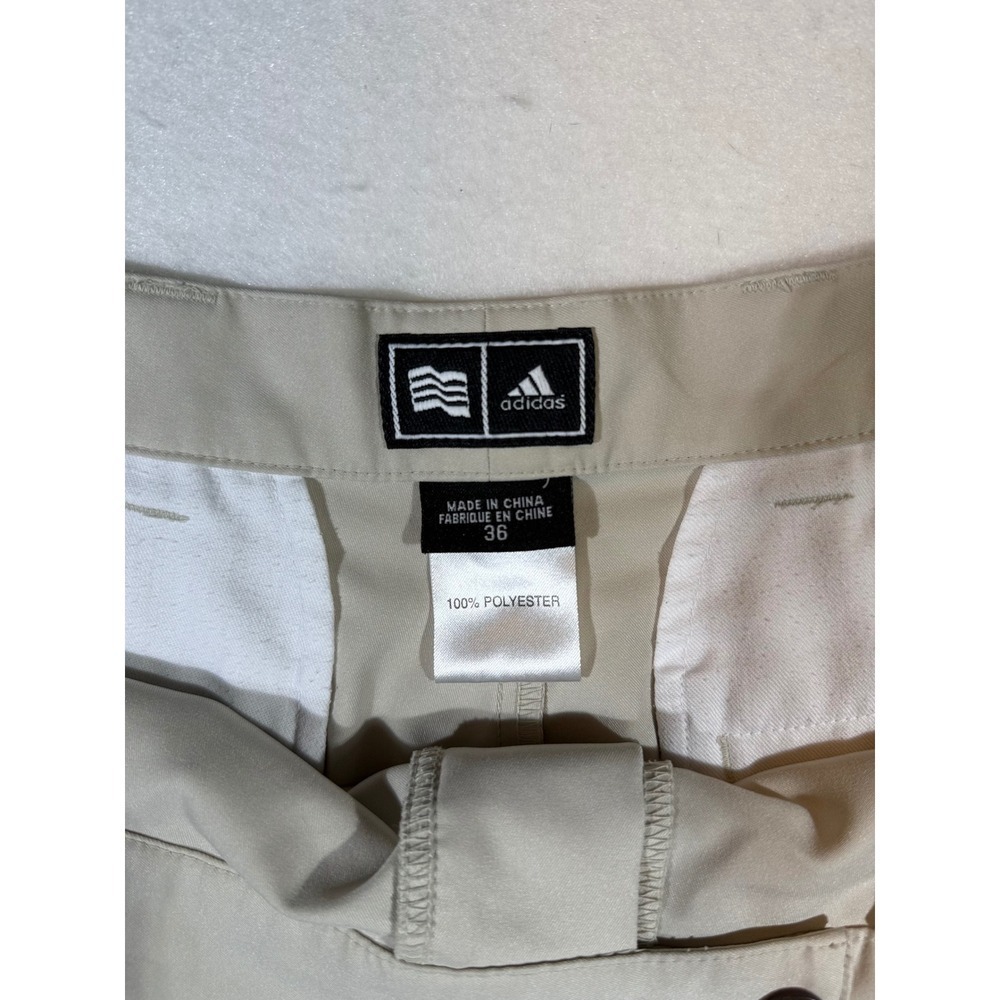 Adidas Men's Khaki Pleated Golf Shorts Size 36 Polyester Flat Front - Picture 4 of 4